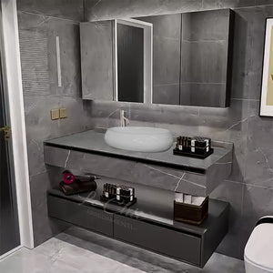 Mobile bagno moderno sospeso con lavabo rettangolare - 90 cm