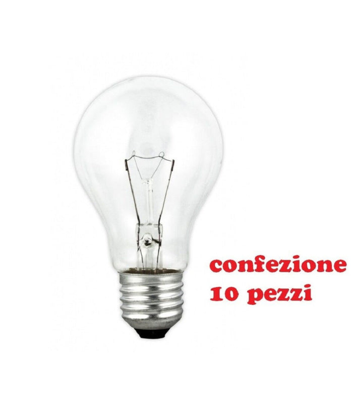 Confezione 10 Lampadine A Goccia Incandescenza E27 220/240v 50/60hz 100w         