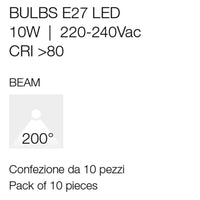 Confezione 10 lampadine gea led gla230 e27 10w led 200° plastica opale luce calda fredda naturale, tonalità luce 6500°k