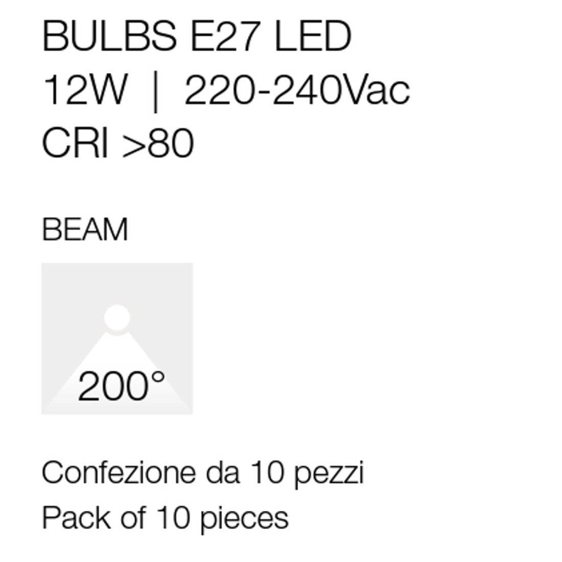 Confezione 10 lampadine gea led gla231c e27 12w led 1050lm 3000°k 200° luce calda plastica opale diffusa