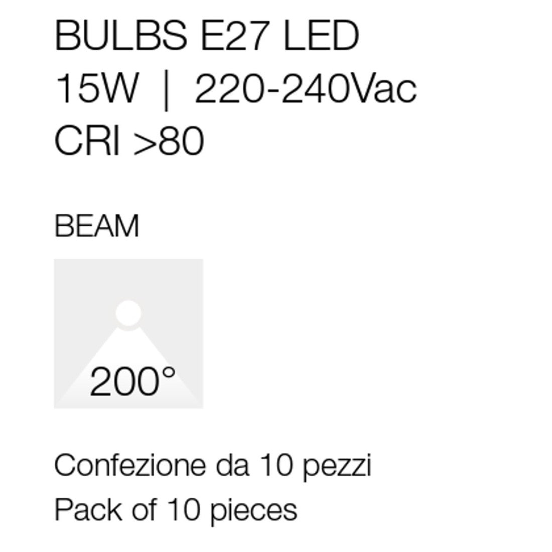 Confezione 10 lampadine gea led gla232 e27 15w led 6500°k 1450lm 200° luce freddissima plastica opale diffusa