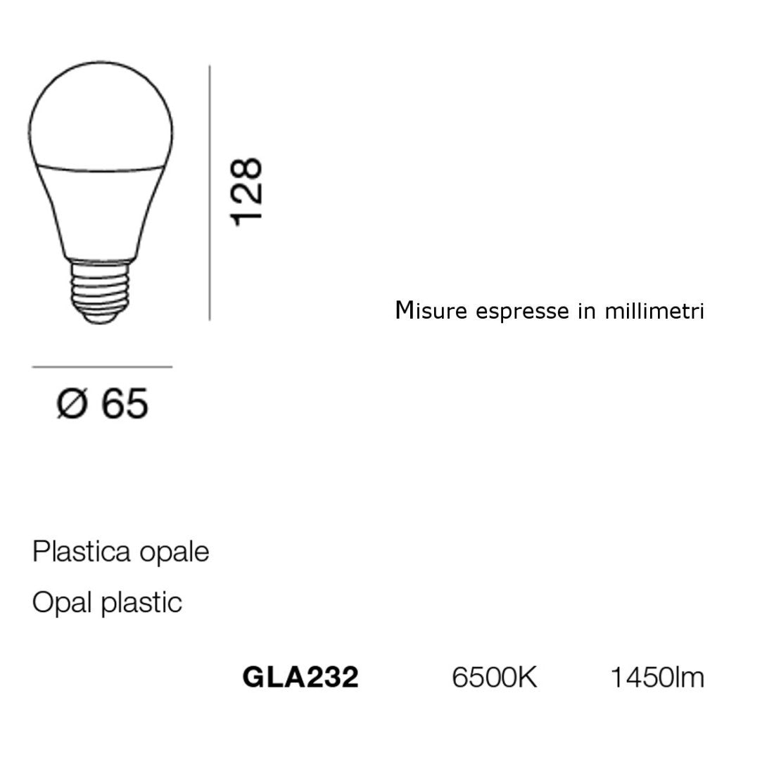 Confezione 10 lampadine gea led gla232 e27 15w led 6500°k 1450lm 200° luce freddissima plastica opale diffusa