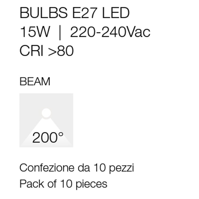 Confezione 10 lampadine gea led gla232c e27 15w led 3000°k 1300lm 200° luce calda plastica opale