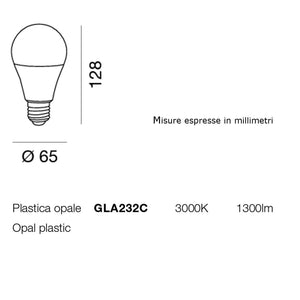 Confezione 10 lampadine gea led gla232c e27 15w led 3000°k 1300lm 200° luce calda plastica opale