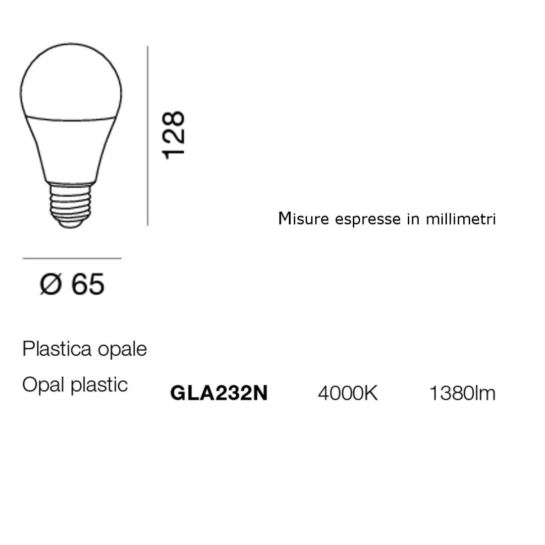 Confezione 10 lampadine gea led gla232n e27 15w led 4000°k 1380lm 200° luce naturale plastica opale