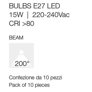 Confezione 10 lampadine gea led gla232n e27 15w led 4000°k 1380lm 200° luce naturale plastica opale