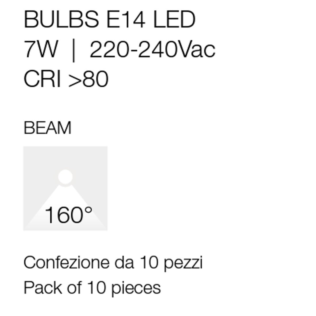 Confezione 10 lampadine gea led gla236 e14 7w led 600lm 160° 6500°k luce freddissima plastica bianca