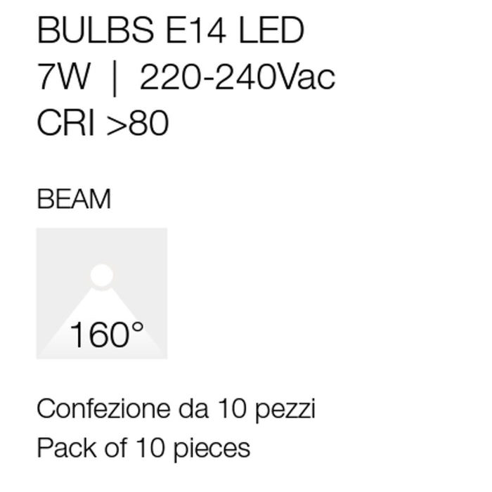 Confezione 10 lampadine gea led gla236 e14 7w led 600lm 160° 6500°k luce freddissima plastica bianca