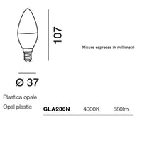 Confezione 10 lampadine gea led gla236n e14 7w led 580lm 160° 4000°k luce naturale plastica bianca interno