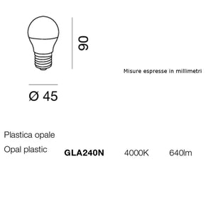 Confezione 10 lampadine gea led gla240n 7w 640lm led e27 160° bianca goccia plastica