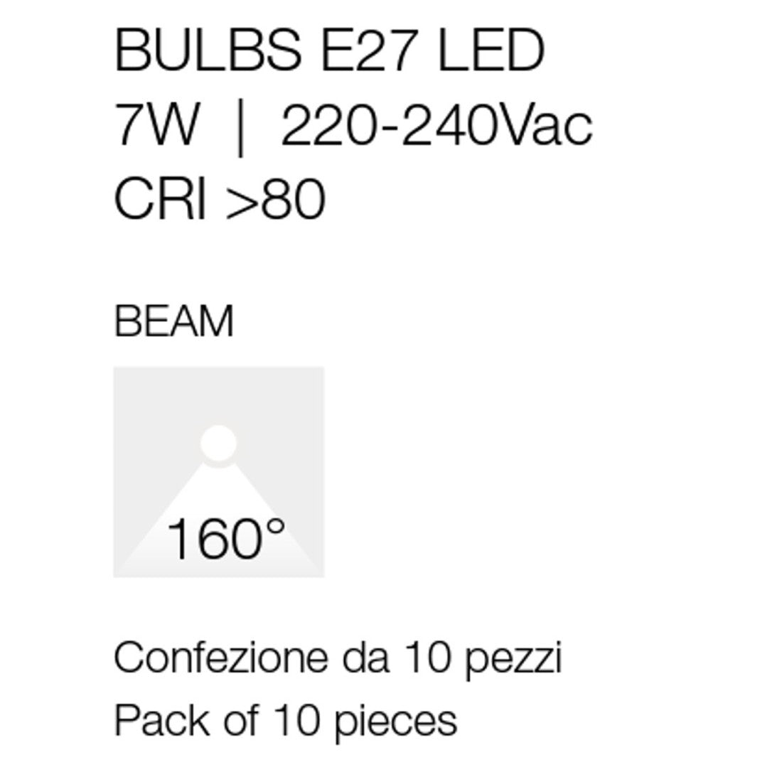 Confezione 10 lampadine gea led gla240n 7w 640lm led e27 160° bianca goccia plastica