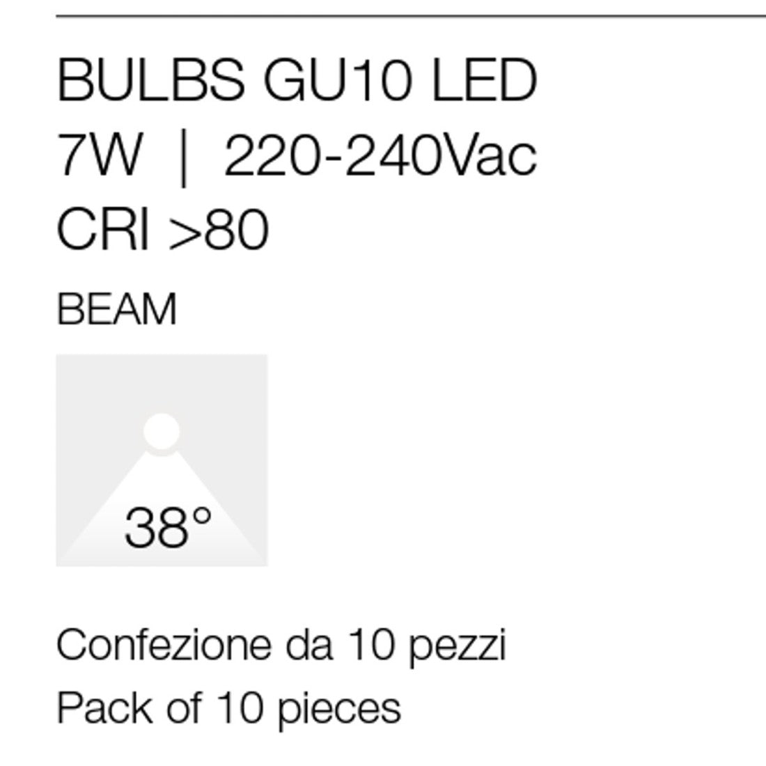 Confezione 10 lampadine gea led gla243 n 7w 610lm led gu10 38° attacco baionetta luce concentrata