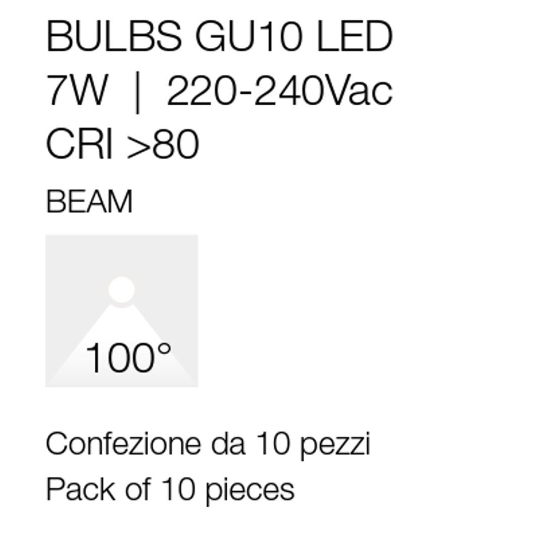 Confezione 10 lampadine gea led gla244c 7w gu10 led 100° attacco baionetta luce diffusa