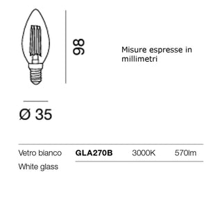 Confezione 10 lampadine gea led gla270 b e14 6w led 360° 3000°k vetro bianco luce calda