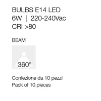 Confezione 10 lampadine gea led gla270 b e14 6w led 360° 3000°k vetro bianco luce calda