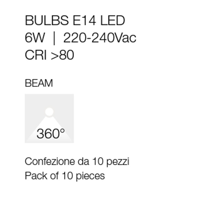 Confezione 10 lampadine gea led gla270 b e14 6w led 360° 3000°k vetro bianco luce calda