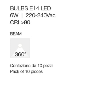 Confezione 10 lampadine gea led gla270 e14 6w led 360° oliva vetro trasparente luce calda naturale, tonalità luce 4000°k