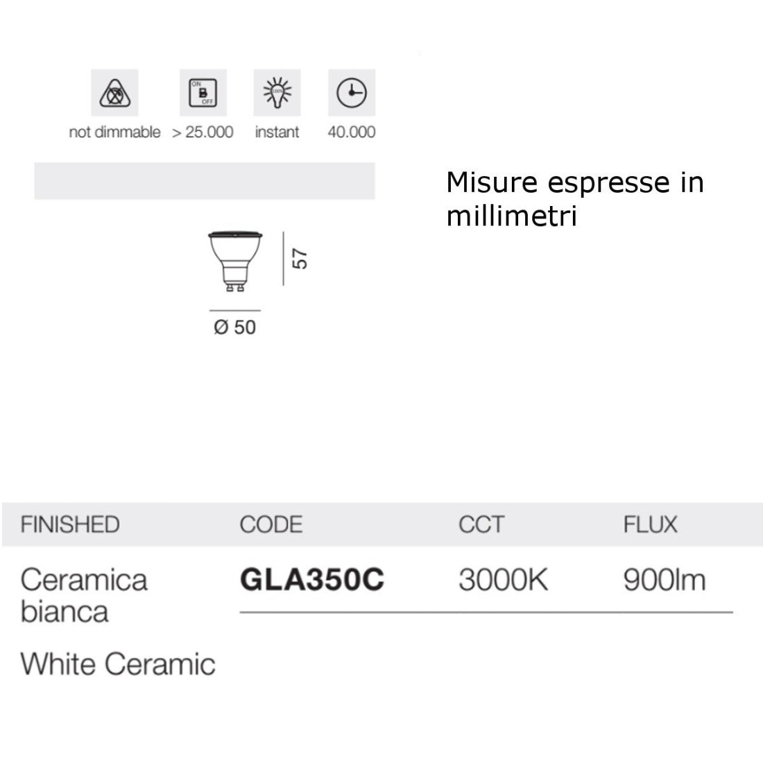 Confezione 10 lampadine gea led gla350 c gu10 led 3000k 900lm 110°