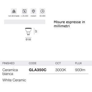 Confezione 10 lampadine gea led gla350 c gu10 led 3000k 900lm 110°