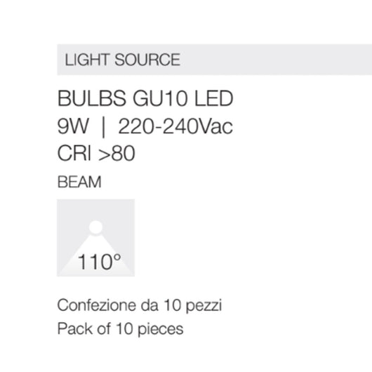 Confezione 10 lampadine gea led gla350 n gu10 led 4000k 950lm 110°