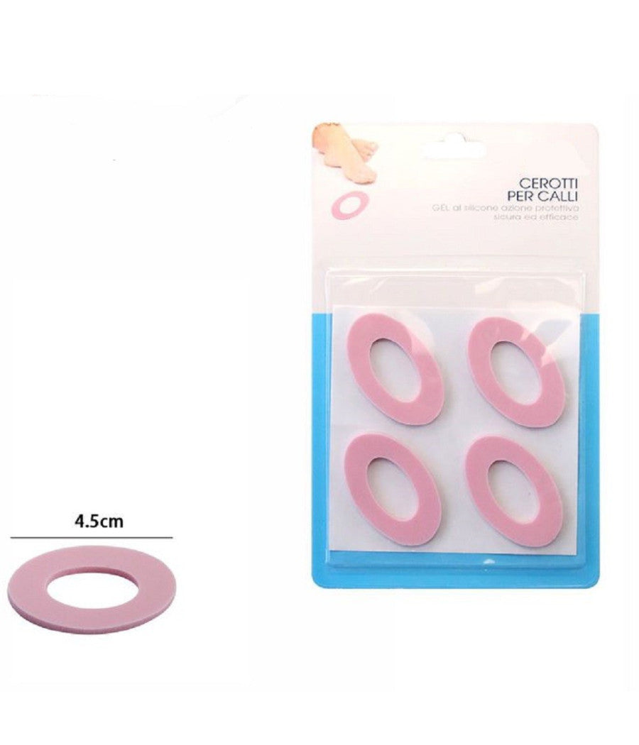 Confezione 4 Pz Cerotti Per Calli Protezione Cura Piedi 4.5cm In Silicone 53492a         