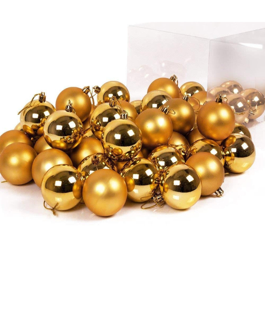 Confezione 54 Palline Di Natale Colore Oro Gold 6 Cm Addobbo Natalizio         