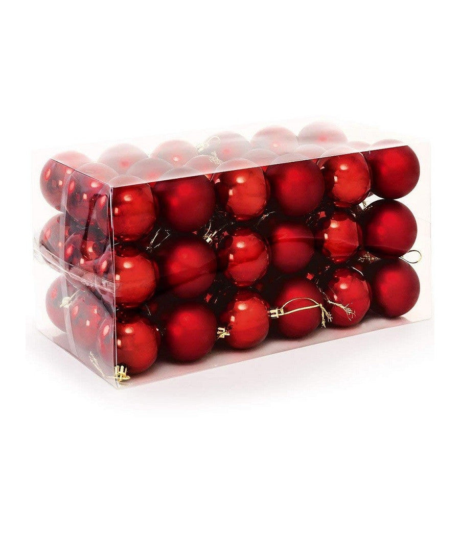 Confezione 54 Palline Di Natale Colore Rosso 6 Cm Addobbo Natalizio         