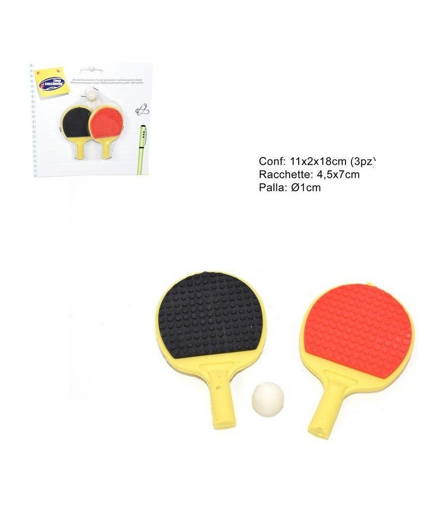 Confezione Set Ping Pong Gomme Per Cancellare A Forma Di Racchette Scuola         