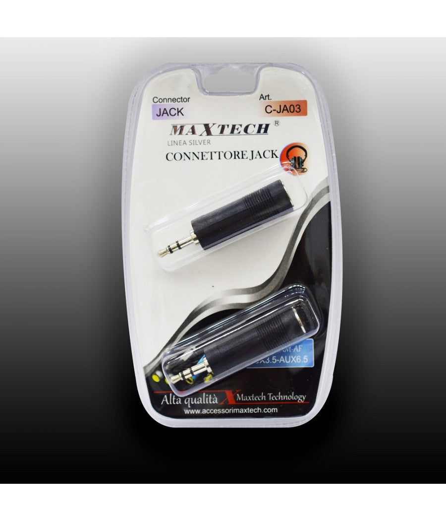 Connettore Adattatore Stereo Jack 3.5mm Maschio - Jack 6.5mm Femmina Maxtech C-jac03         