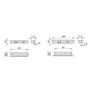 Connettore USB A+C Linky (81x12mm), 5V DC 2A (10W), Plastica nera, Tecnoplastica