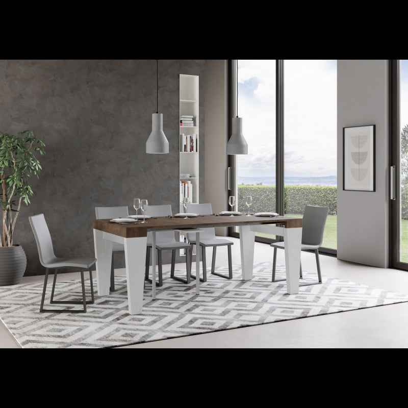 Consolle allungabile 90x40/196 cm Spimbo Mix Small piano Bianco Fra - Noce/Bianco Frassino