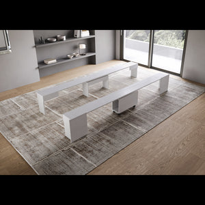 Consolle allungabile 90x42/302 Evolve con Panca inferiore e superiore 72x26/300 - Bianco Frassino