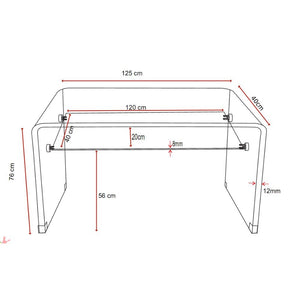 Consolle in vetro temperato con ripiano Susino 125x40x76H