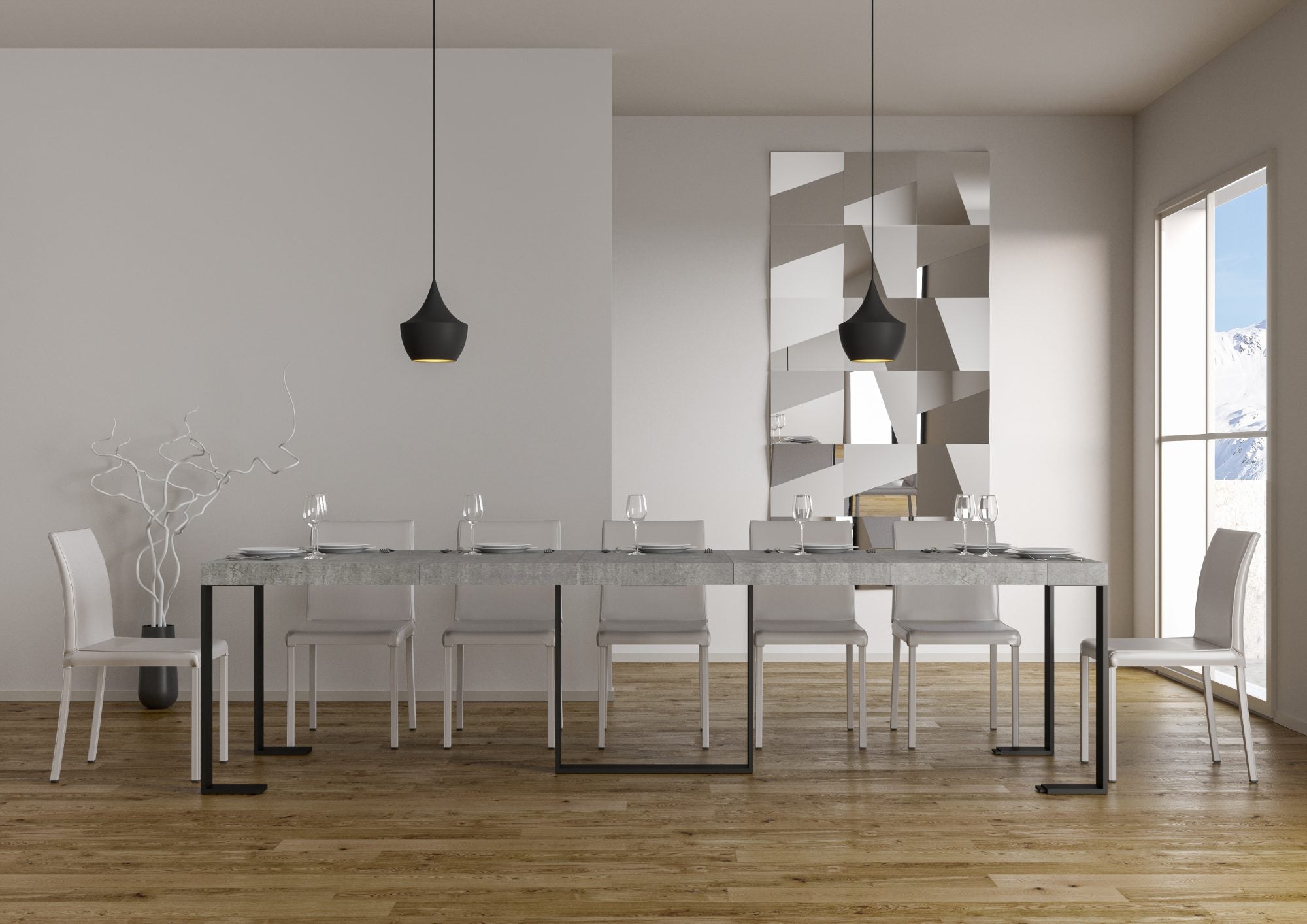 Consolle Allungabile 90-300x40x77 cm in Nobilitato Grigio