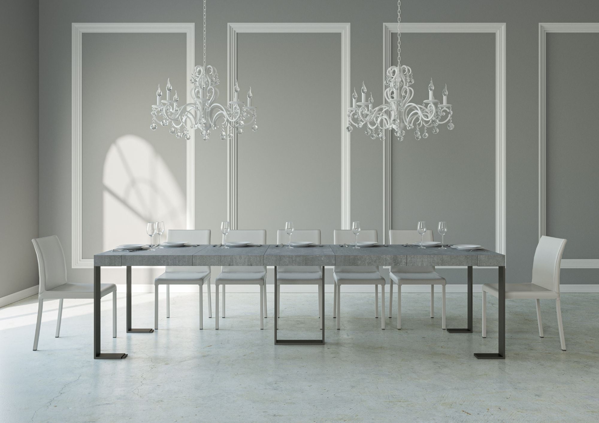 Consolle Allungabile 90-300x40x77 cm in Nobilitato Grigio