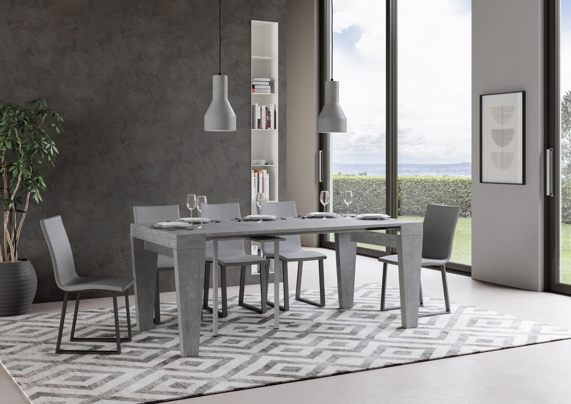 Consolle Allungabile 90-196x42x77 cm in Nobilitato Grigio