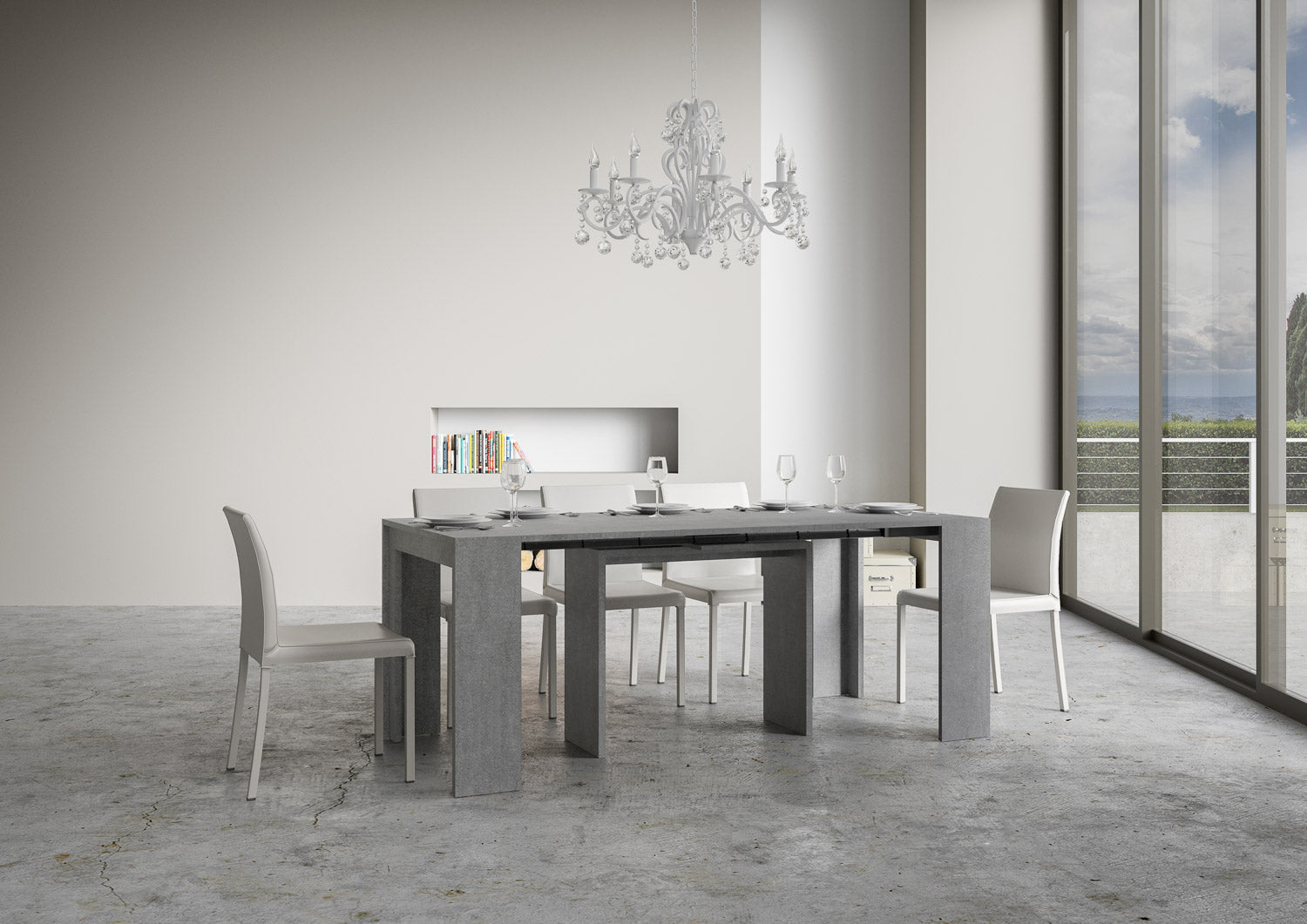 Consolle Allungabile 90-198x42x77 cm in Nobilitato Grigio