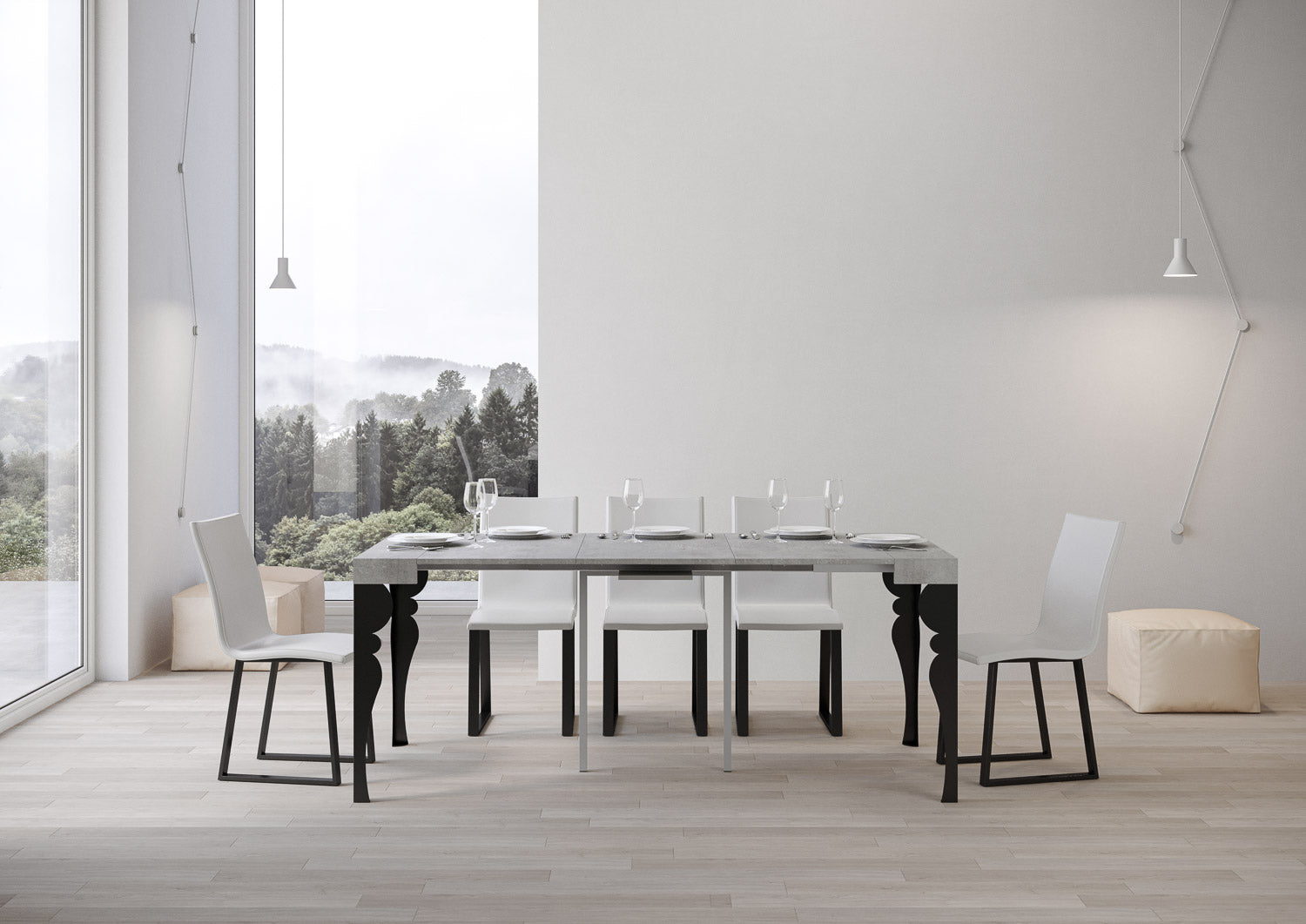 Consolle Allungabile 90-300x40x77 cm in Nobilitato Grigio