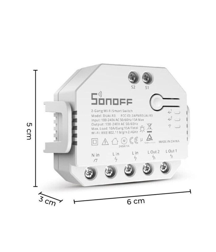 Controllo Vocale Wifi Alexa Google Home 2 Canali Domotica Sonoff Dual R3         