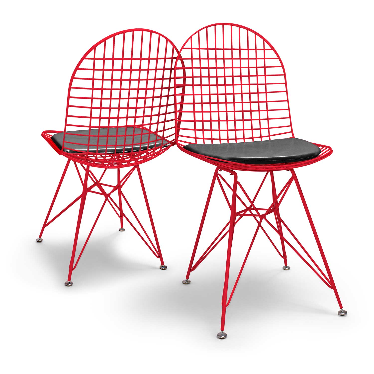 COPENAGHEN - Set di 2 sedie in metallo con design industrial. Set di 2 sedie da pranzo, ufficio, studio. Colore rosso