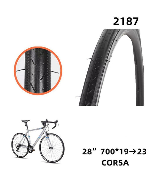 Copertone Copertura Ruota Pneumatico Bici Bicicletta 28" 700 X 19-23 Corsa 2187         