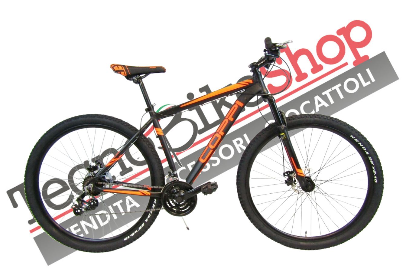 Bici Uomo MTB coppi 29 pollici con Cambio 21 Velocità  Alluminio colore Nero/Arancione