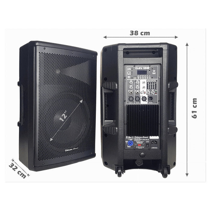 Coppia Casse Audio Acustiche 3600 W Extreme Sound Woofer 12" Bluetooth Usb Djn-12         