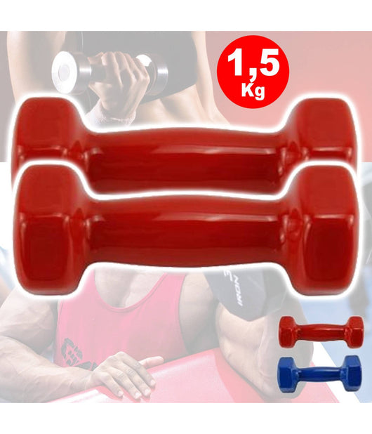 Coppia Di Manubri In Vinile Da 1,5kg Ognuno Manubri Pesi Palestra Fitness Sport         