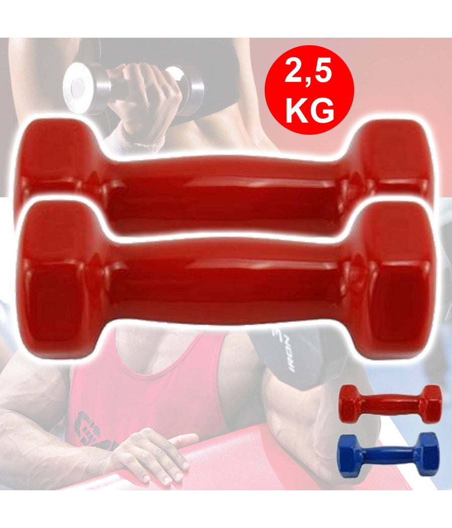 Coppia Di Manubri In Vinile Da 2,5 Kg Ognuno Manubri Pesi Palestra Fitness Sport         