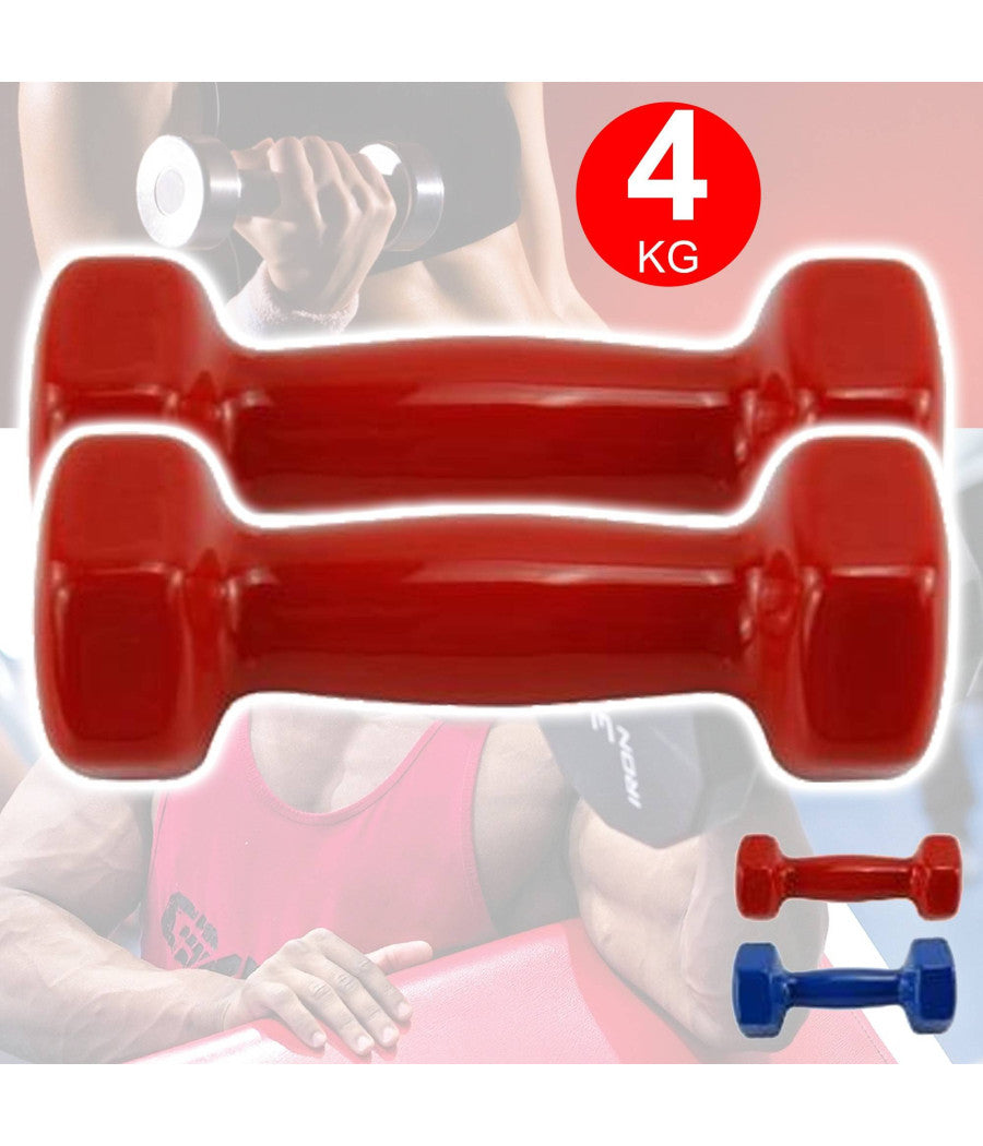 Coppia Di Manubri In Vinile Da 4 Kg Ognuno Manubri Pesi Palestra Fitness Sport         