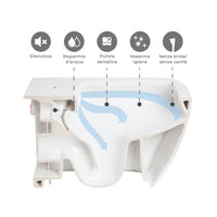 Coppia di sanitari filomuro Morning con WC rimless + bidet + copriwc