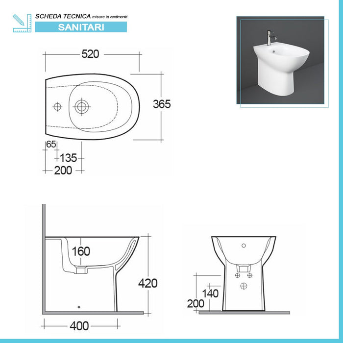 Coppia di sanitari filomuro Morning con WC rimless + bidet + copriwc