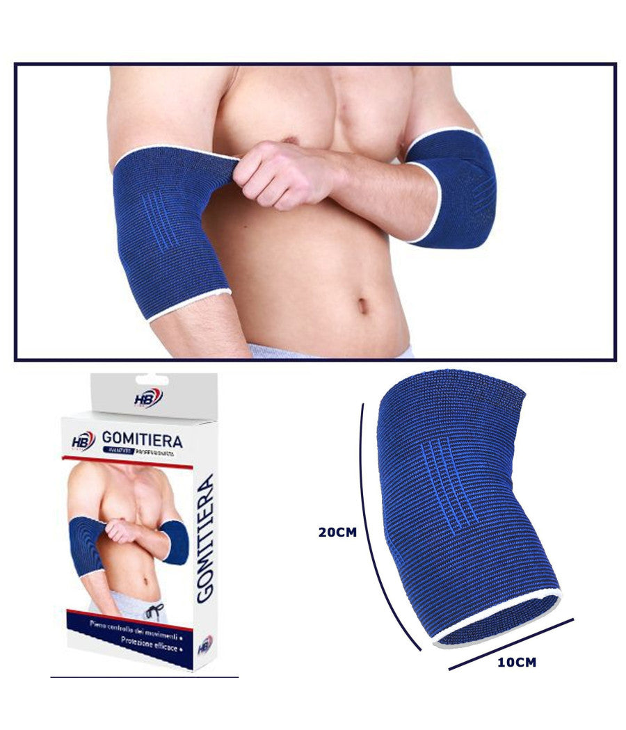 Coppia Gomitiera Fascia Elastica Supporto Per Gomito Sport Anallergico Blu         