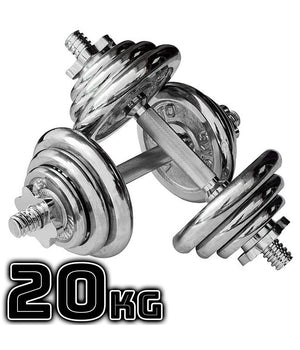 Coppia Manubri Dumbbell Componibili Tot 20 Kg Pesi Palestra Fitness Bodybuilding         